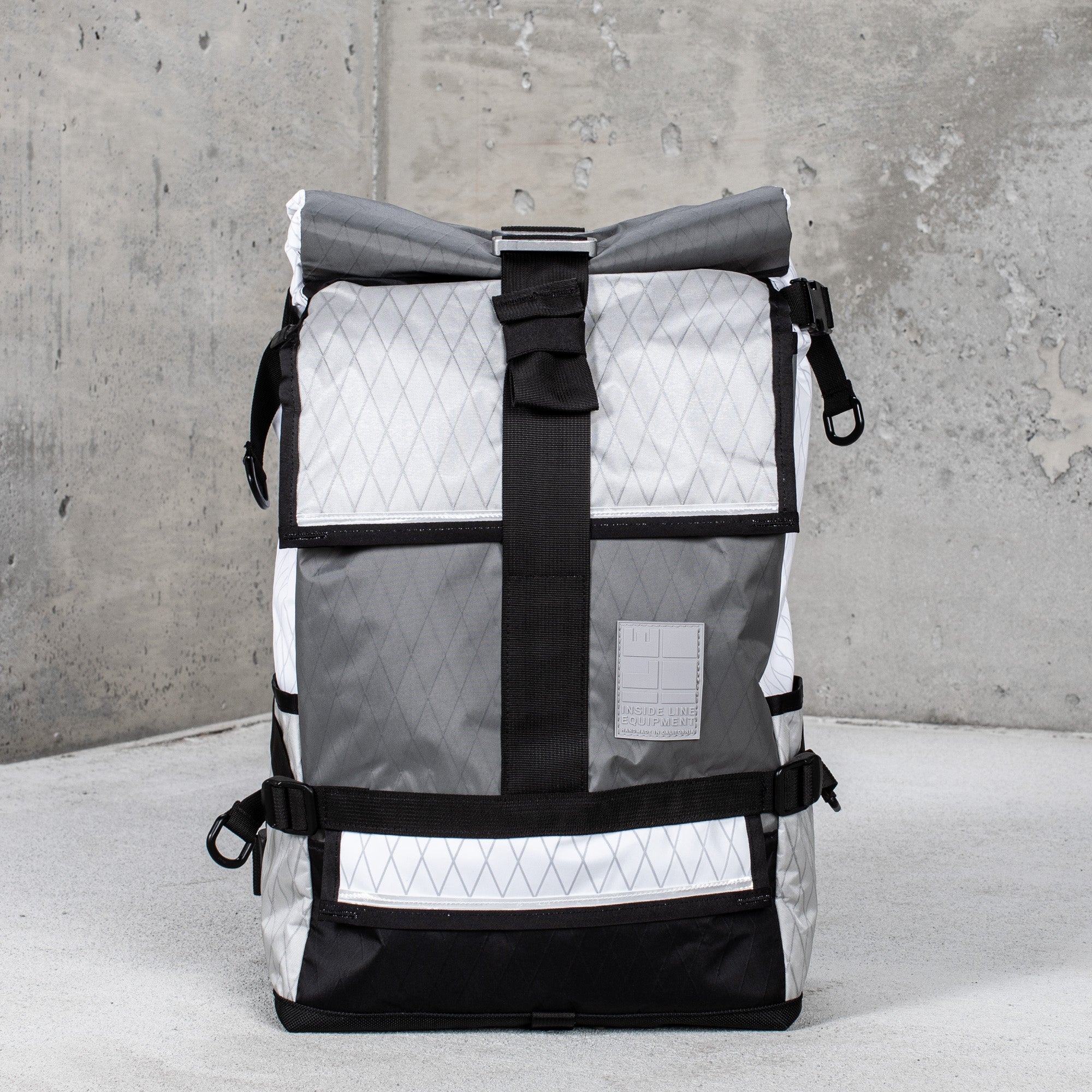 inside line equipment default mini backpack Default 25L Roll-Top Waterproof Commuter Backpack: Blackout Patchwork