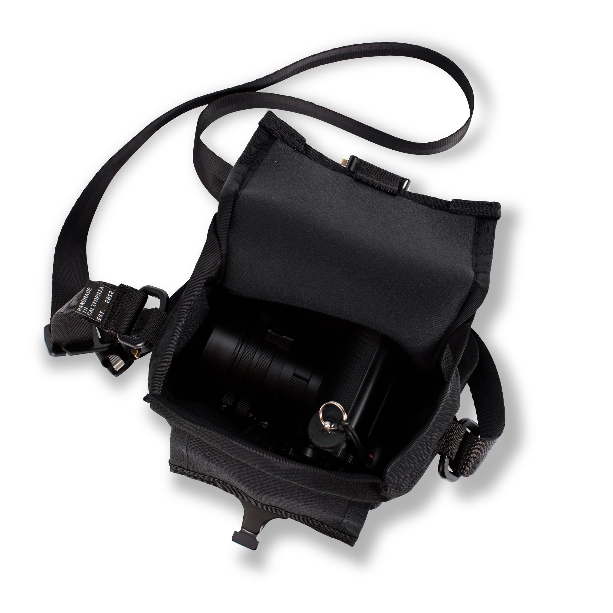 INTERIOR - handmade camera cross body - mirrorless camera - street photography - Cobra buckle - XPAC - made in USA