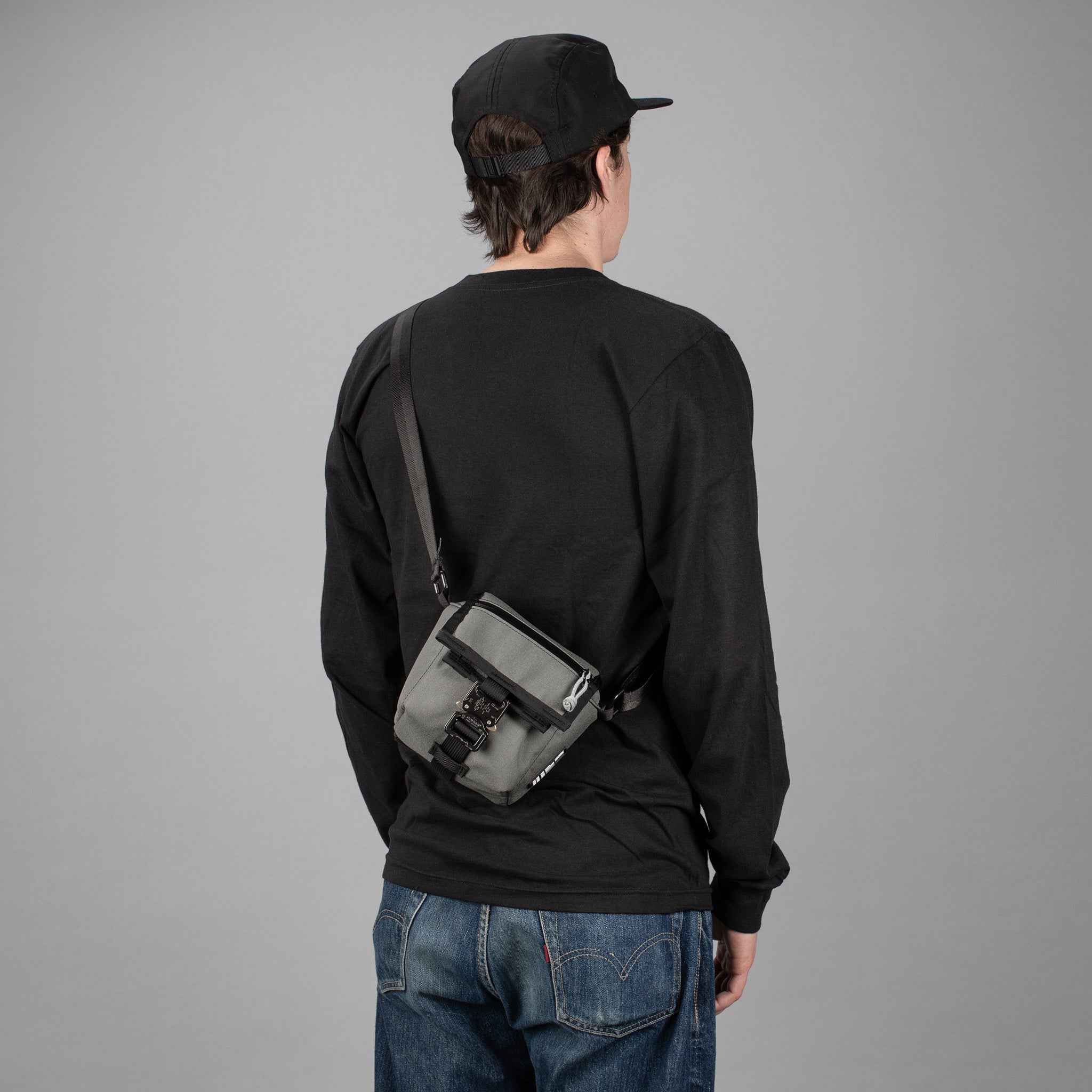 Gray Cordura - handmade camera cross body - mirrorless camera - street photography - Cobra buckle - XPAC - made in USA