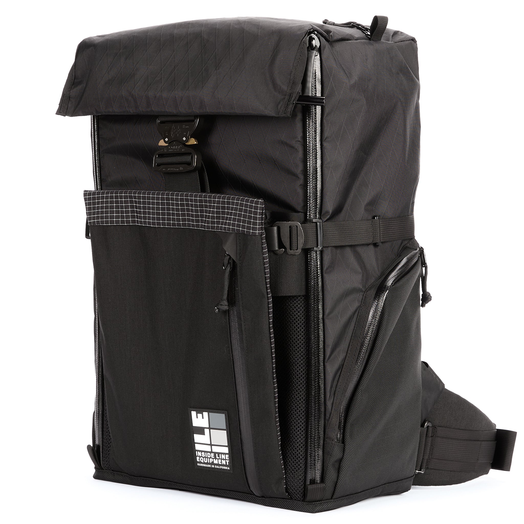 Travel Pack: Blackout Patchwork - 40L BLACKOUT Handmade Backpack - Water Resistant - X-Pac Sailcloth - Made in USA