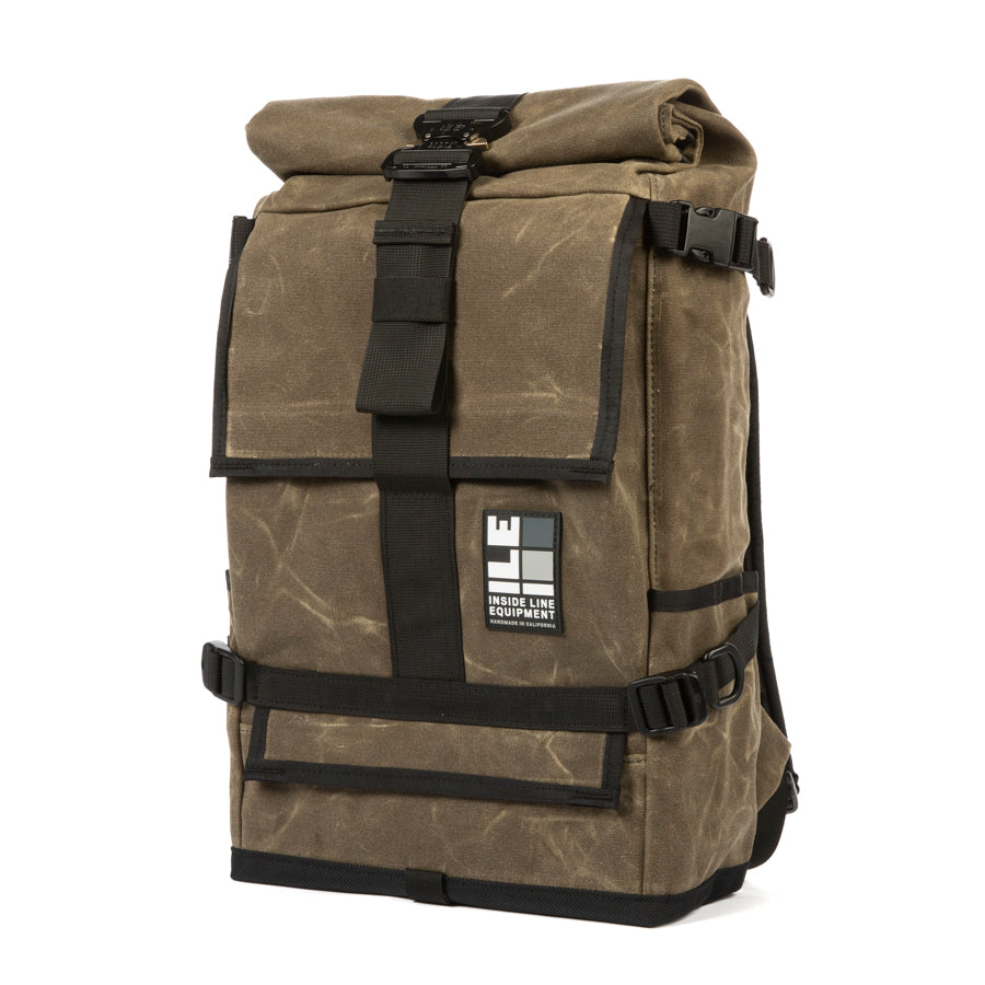 Cobra Buckle - Mens Backpack - Commuter Cycling Bag - waxed canvas - Waterproof Roll-Top - TPU welded liner - Laptop Sleeve - Made in Berkeley, CA - EDC Everyday Carry Backpack - YKK Zippers
