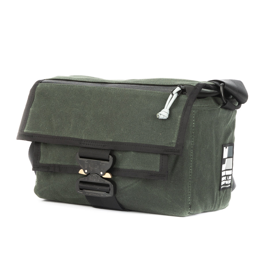 Forest Waxed Canvas - Cobra Buckle - handmade camera bag - weatherproof - mirrorless - DSLR - street photography - adjustable velcro dividers - XPAC - made in USA