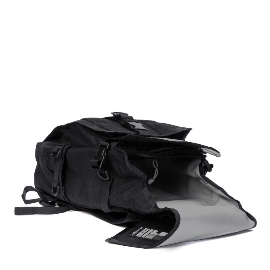 black mini flap backpack Flaptop Mini 21L Messenger Style Bike Courier Cycling Backpack Waterproof and Handmade in Berkeley, California